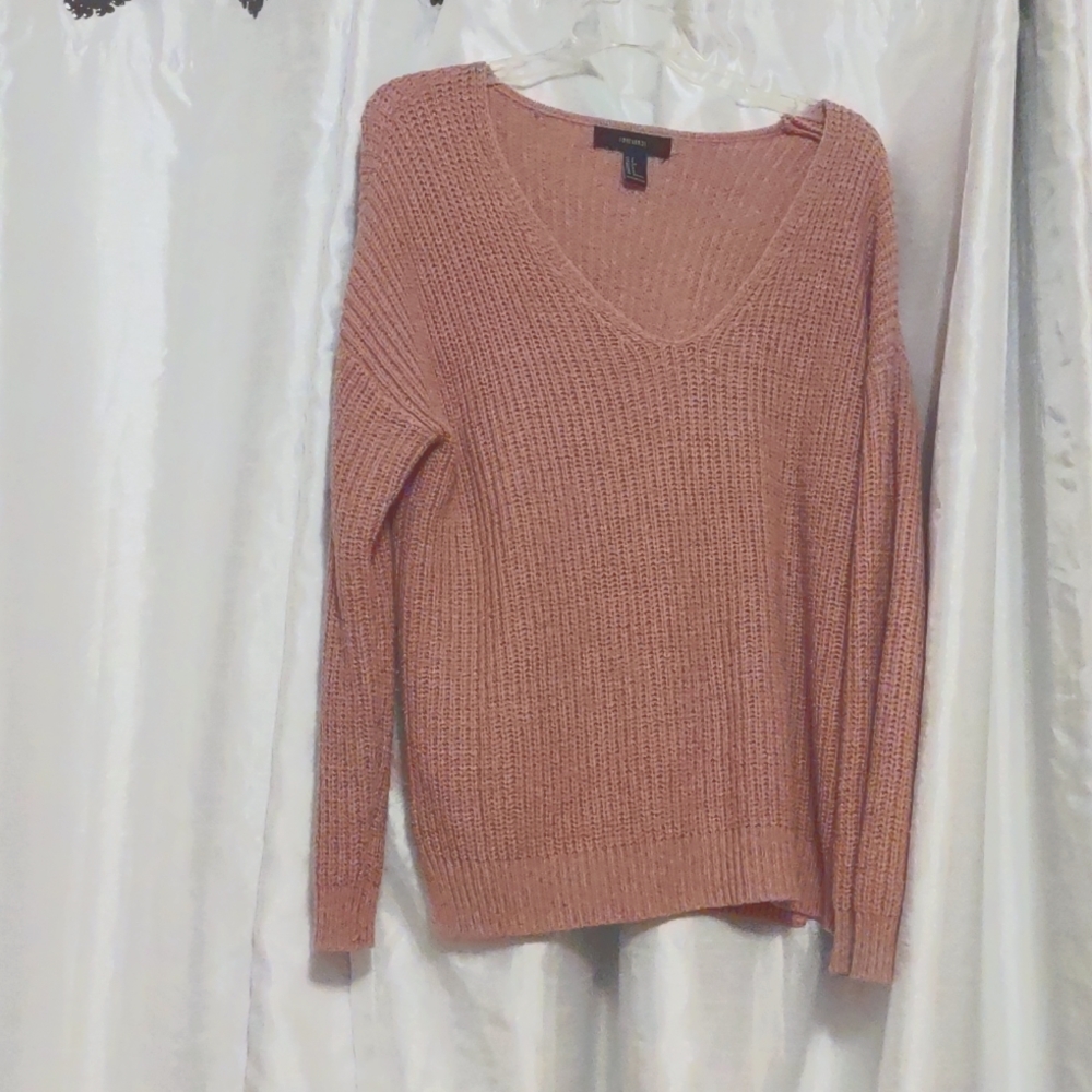 Forever 21 Pink V-Neck Sweater